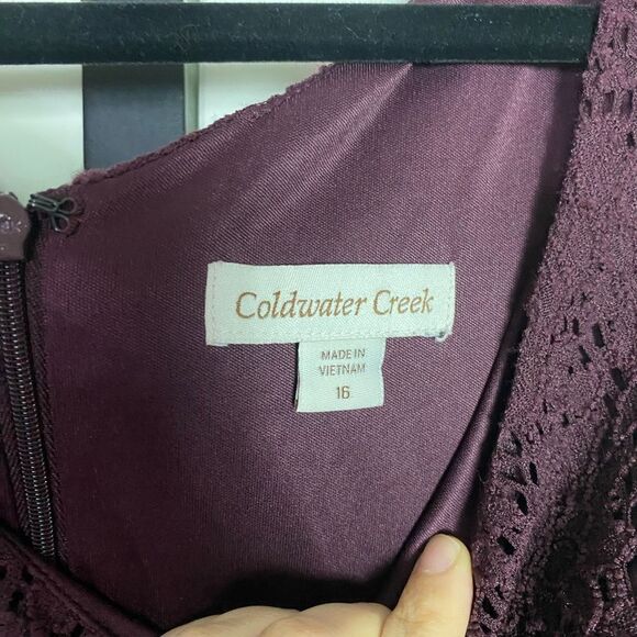 Coldwater Creek Deep Wine Lace Mini Dress Zipper Back, Feminine, Elegant size 16 - Picture 11 of 12